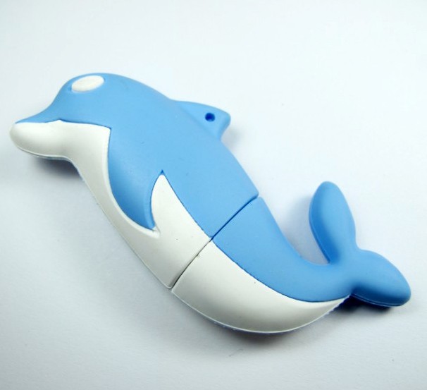 Dolphin shape pvc usb flash drive with keychain